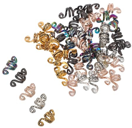 DECOMELODY 50pcs Dreadlock Jewelry Spiral Hair Clips for Braids Lightweight Metal for Dreadlocks Comfortable Scalp-friendly African Vintage Style Hair Accessories