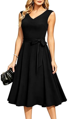 Neteson Vestido Mujer Elegante Vestido de Coctel Midi Vestido Boda Fiesta | Vestido Formal para Invitada de Boda Confirmación Vintage Años 50