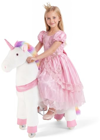 VEVOR Unicornio de Juguete para Niños, Pony de Montar con Ruedas y Pedales, Caballito Unicornio con Sonido, Carga hasta 80 kg, Estructura de Metal, Uso Interior y Exterior, para Niños de 3 a 8 Años