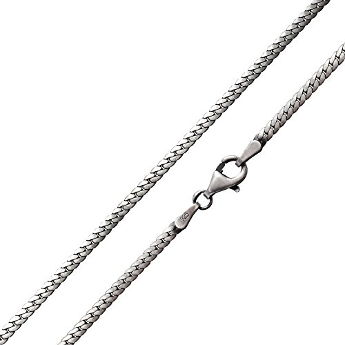 MATERIA 925 Silber Panzerkette Herren Damen - flache 55 cm Kette 2mm breit antik geschwärzt in Etui K16-55cm