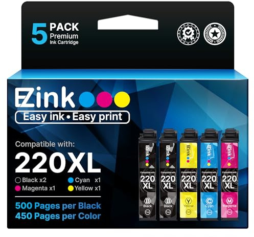 E-Z Ink Remanufactured Ink Cartridge Replacement for Epson 220XL (5 Pack)