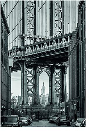 Komar Wandbild | Brooklyn Bridge | Poster, Bild, Wohnzimmer, Schlafzimmer, Dekoration, Kunstdruck | ohne Rahmen | P123-50x70 | Größe: 50 x 70 cm (Breite x Höhe), Schwarz, Weiß, Grau