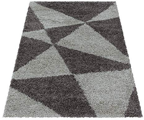 Ayyildiz Stilvoller Hochflor Teppich - Modernes geometrisches Design, weicher Shaggy Teppich, rechteckig - Pflegeleichter Teppich für das Wohnzimmer, Größe:120 x 170 cm, Farbe:Taupe