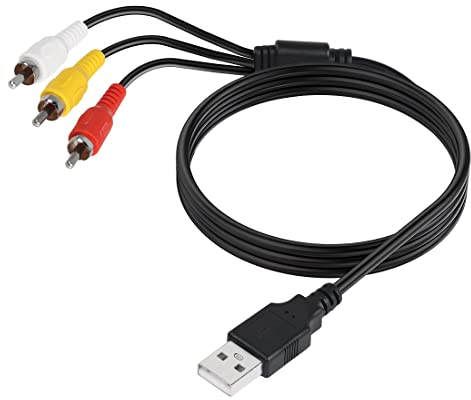 YACSEJAO Cavo da USB a 3 RCA da 1,5 m USB maschio a 3 RCA maschio, cavo adattatore AV composito per TV e video Vizio