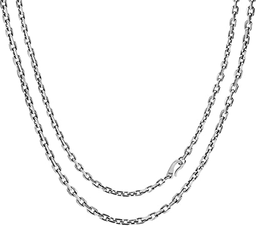 ANAZOZ Halskette 925 Sterling Silber 50 cm, Hip Hop Kette Damen Ohne Anhänger Gliederkette Silber 3mm Breit