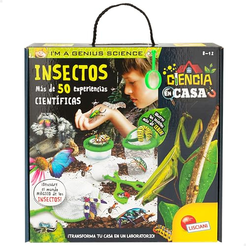 Colorbaby Lisciani - I'm A Genius, Laboratorio de Ciencias, 50 experimentos científicos con Insectos, Incluye Red, Pinzas, Lupa, Juguete Educativo, Ciencia en casa, Juguetes niños 8 años, 47633