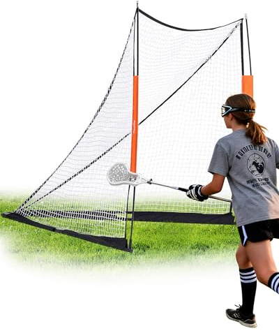 VEVOR But de Crosse Portable 1,8x2,1x1,8 m Cage de Lacrosse avec Filet et Sac de Transport Pratique Configuration Facile Matériels d’Entraînement dans l’Arrière-Cour Jardin Parc Extérieur pour Jeunes