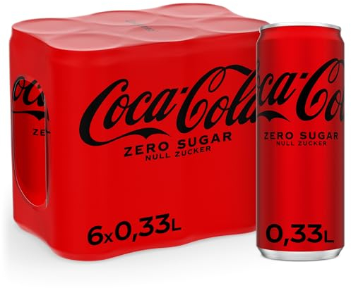 Coca-Cola Zero Sugar - koffeinhaltiges Erfrischungsgetränk mit originalem Coca-Cola Geschmack - null Zucker und ohne Kalorien - in stylischen Dosen (6 x 330 ml)
