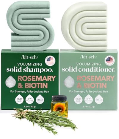 Kitsch Rosemary and Biotin Shampoo & Conditioner Set for Hair Growth - Strengthening, Thickening & Volumizing Shampoo and Conditioner Bar - Paraben, Sulfate & Silicone Free - 2 pack