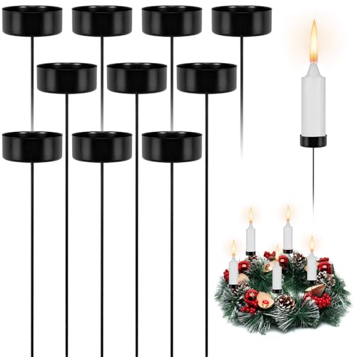 DELAESI 10 portavelas, corona de Adviento para decoración de mesa de Navidad