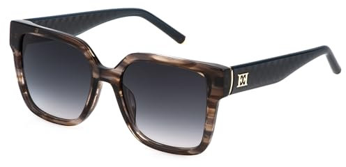 Escada Damen Sese64 Sonnenbrille, Glänzend Gestreift, Blau/Braun, 53/17/140