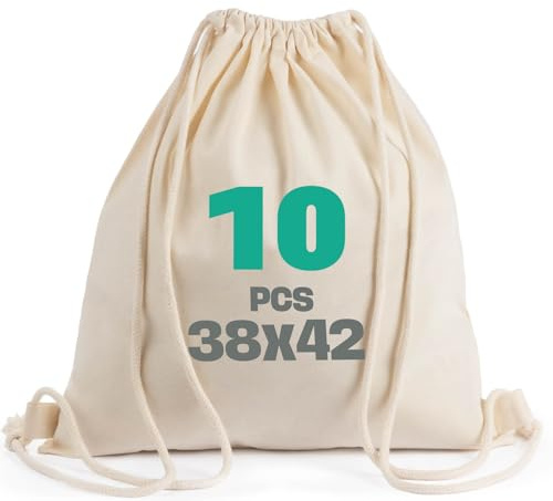 SCANDBAGS Sacchetti da ginnastica in cotone non stampati, 5 | 10 | Confezione da 25 – Per dipingere e stampare – Certificato Oeko-Tex® – Sacchetto con coulisse – per sport, viaggi, scuola e tempo