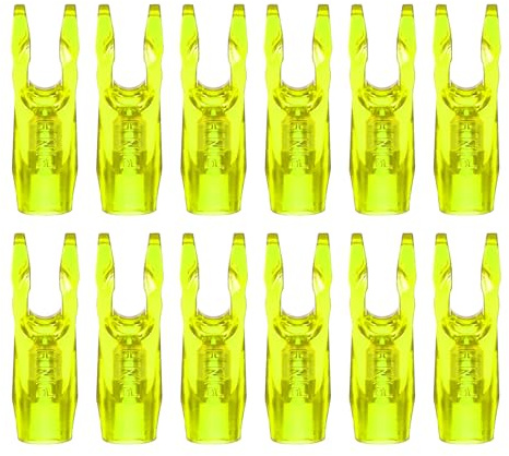 PATIKIL Encoches de Flèche de Tir à l'arc 3,2 mm Id, 12 Pcs Encoches en Plastique à Coller sur l'arbre de Flèche Accessoire de Queue de Flèche de Remplacement, Jaune Clair