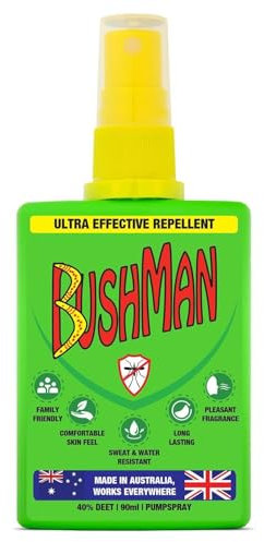 Bushman Ultra Effective Insect Repellent Pump Spray – 40% DEET, Long-Lasting Protection Against Mosquitoes & Midges, 90ml, Travel & Outdoor Essential