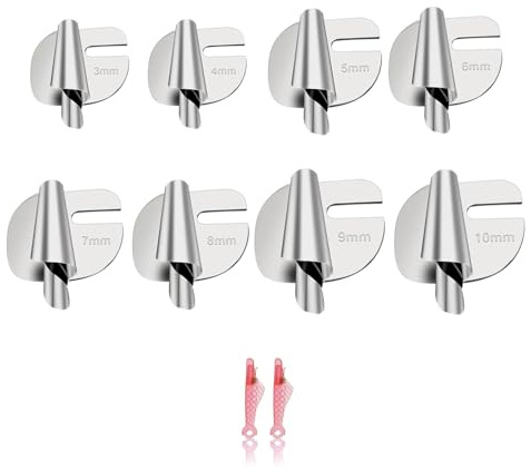 MYLERCT 8 Pièces Pied de Biche Machine à Coudre, Ourlet Roulé Pied Presseur (3-10mm) avec Enfile Aiguille, Accessoires Couture pour Maison Atelier Magasin de Vêtements