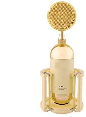 Msuiiixcccc CX5 Gold-Plated Large Diaphragms Cardioid Condenser Microphone with Shock Mount Compatible with Studio Recording Computer Network