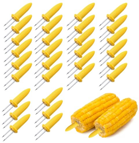 BTACGWP 30 spiedini per pannocchie, supporti per pannocchie, accessori per grigliate, supporti per pannocchie in acciaio inox, aghi per pannocchie, spiedini per shish kebab