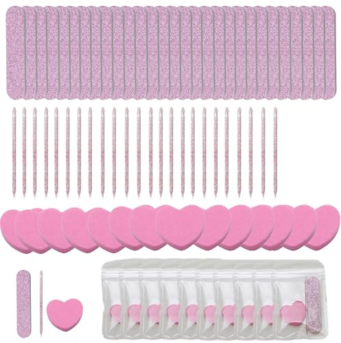 AMOYUN 20 Set Manucure Professionnelle,y Compris Limes à Ongles 100/180 Grit à Double, Mini Bloc Polissoir Ongles, Bâton de Cristal pour Poncer Les Ongles en Acrylique ou Gel Naturel