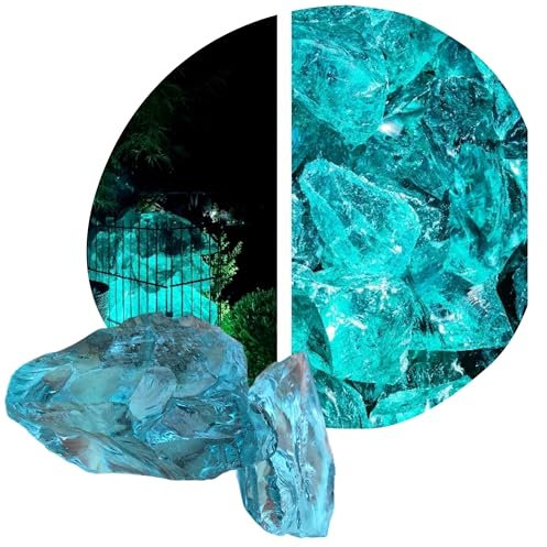 Glassteine Deko aus Recyceltem Glas Türkis 1kg - Glasnuggets Groß 5-10 cm - Dekosteine für Vasen und Blumentöpfe - Terrarium & Aquarium Steine - Gartensteine für Innen & Außen (Türkis, 10kg)