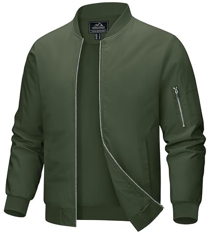 MAGCOMSEN Bombers Militärjacka för män, flygarjacka med dragkedja, avslappnad jacka, taktisk jacka, basjacka, militärgrön, XL