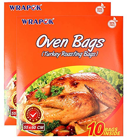 WRAPOK Lot de 20 grands sacs à rôtir de dinde pour la viande, la volaille, le poisson, les fruits de mer, les légumes – 20 sacs (55 x 60 cm)
