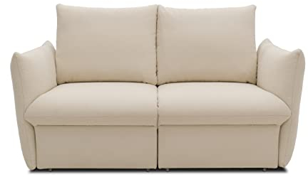 DOMO. collection Sofa Cloud Box, 2-Sitzer mit Schlaffunktion und Boxspringfederung, 2er Couch mit Bettauszug, Schlafsofa, Boxspringsofa 180 x 97 x 100 cm (BxTxH), Creme