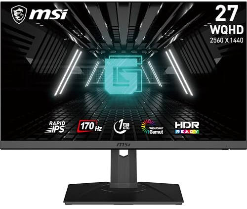 MSI G272QPF Monitor Gaming 27 WQHD 2K Rapid IPS (2560x1440), 170 Hz / 1ms GTG, G-Sync Compatibile, Night Vision, Stand regolabile - DP 1.2a, HDMI 2.0b, VESA 100x100