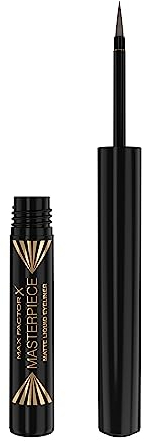 Max Factor Eyeliner Liquido Masterpiece Matte, Formula Vegan, No Transfer e Water Resistant Fino a 12 Ore, Finish Matte, Charcoal, 1.7ml