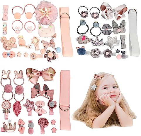 CHEVVY 54 Stück Kinder Haarschmuck Haarspangen Set Nette Haarschleifen Geschenke für Mädchen Klein Haarclips Kopfschmuck Haarklammern für Baby Kinder Mädchen