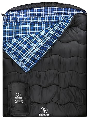 FORINBUY Sacco a pelo doppio in flanella 0 gradi per adulti, coppie o famiglia, sacco a pelo invernale Queen Size impermeabile e caldo per 2 persone per il freddo, campeggio, viaggi