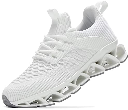 Wrezatro Women's Slip on Walking Running Shoes Blade Tennis Casual Fashion Sneakers Comfort Non Slip Work Sport Athletic Trainer White