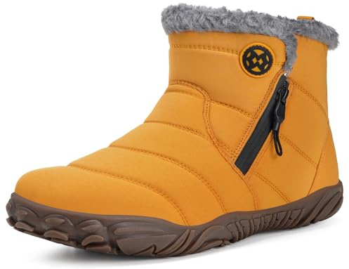 Eagsouni Barfußschuhe Herren Damen Gefüttert Winterschuhe Warm Winterstiefel Winter Boots, Gelb, 38 EU