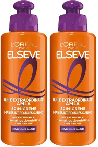 L'Oréal Paris Elseve Soin-Crème Définissant - Pour Cheveux Bouclés - Huile Extraordinaire - 200 ml (Lot de 2)
