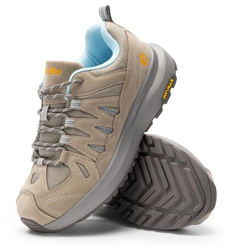 FitVille Women's Extra Wide Fit Trainers, Breathable Walking Hiking Trekking Shoes with Arch Support Wide 8 UK Khaki