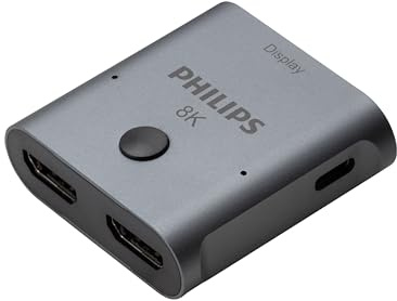 Philips 2 Device HDMI 2.1 Switch Splitter [8K@60Hz 4K@120Hz] Dolby Atmos, HD Dolby 7.1 Surround Sound, 48 Gbps Data Transfer, Switch Selector, Gaming, Smart TV, Firestick, PS5, PS4, xBox, SWV9173GR/37