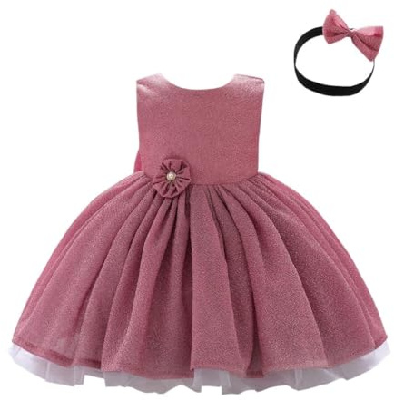 Lito Angels Abito da Damigella per Bambina | Abito Damigella Principessa per Bambina, Fiocco decorativo, Senza maniche, Scollo tondo, Corpetto decorato, Fascia, Carnevale
