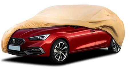 Funda para Coche JURMON Resistente para Exterior Apto para Seat Leon, resistente al viento, impermeable para todo tipo de climas, protección contra sol y lluvia, UV y polvo, nieve, cubierta exterior