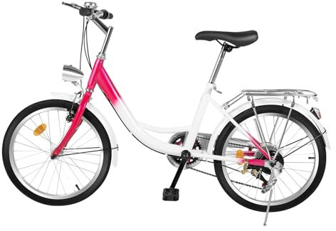 Tagtuell 20 Zoll Fahrrad, Fahrrad-Licht, Damen-Citybike, City Fahrrad Urban Cityräd 6-Gang Damen, Herren, Mädchen, Geeignet ab 145cm- 165cm