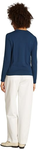 Tommy Hilfiger Damen Pullover Jersey Fine mit Rundhalsausschnitt, Blau (Dark Night Navy), L