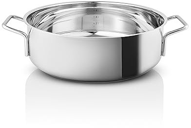 Eva Trio - Sartén honda de acero inoxidable de 28 cm, ideal para asar y saltear rápidamente. Gracias a sus lados profundos, la salteadora también es adecuada para la preparación de salsas y guisos