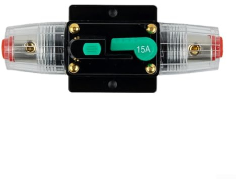 Bilkretsbrytare säkringshållare, 12V-24V DC AMP kretsbrytare, 10-100 AMP bil kretsbrytare säkringshållare, inline-säkringshållare inverterblock med manuell återställning (15A)