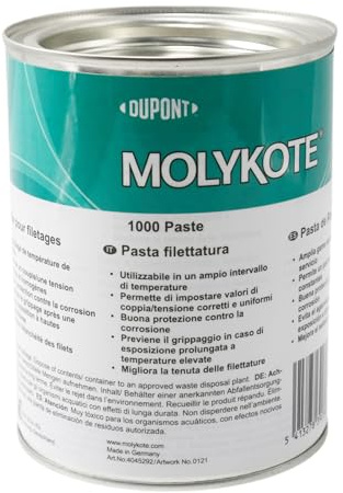 Molykote 1000 Paste 1kg Smörjmedel fast smörjmedel för bultade metallförband anti-seize gängförbindelser fästelement hög belastning hög temperatur brun bly- och nickelfri