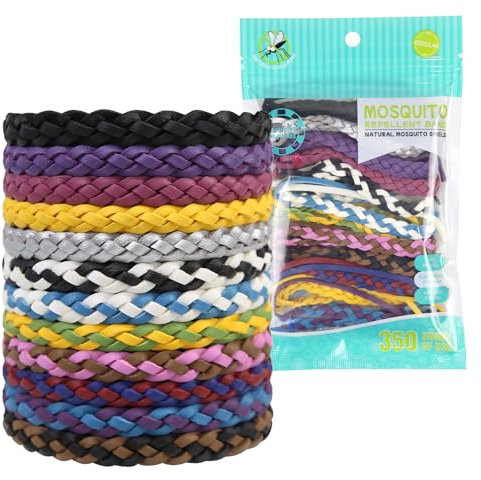 Braccialetto Repellente per Zanzare, Confezione da 12, Pelle Priva di DEET Naturale, Impermeabile Morbido e Leggero, Uomini e Donne Interno ed Esterno (A)