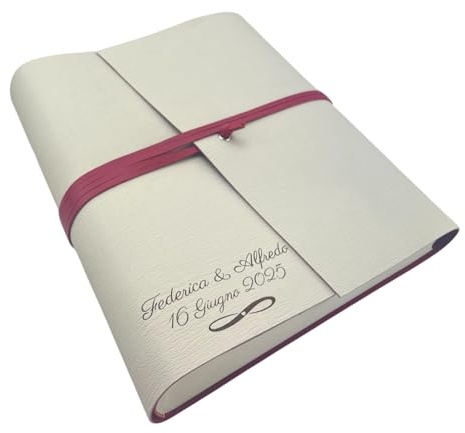 TriVin Art Album Fotografico Artigianale Made in Italy, in Similpelle bicolore, personalizzabile con 3 righe + simbolo,classico con velina Compleanno Regalo Wedding Eventi Anniversario Nozze Ricordi
