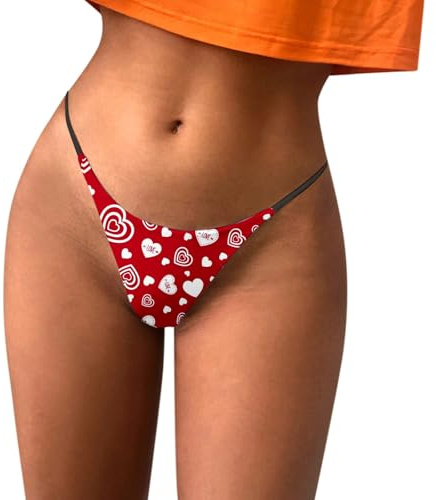 Genérico Menstrual Adolescente Bio Bragas Tanga Transpirable y Sexy Impreso para San Valentín para Mujeres Leggings Calientes Niños, rojo, S