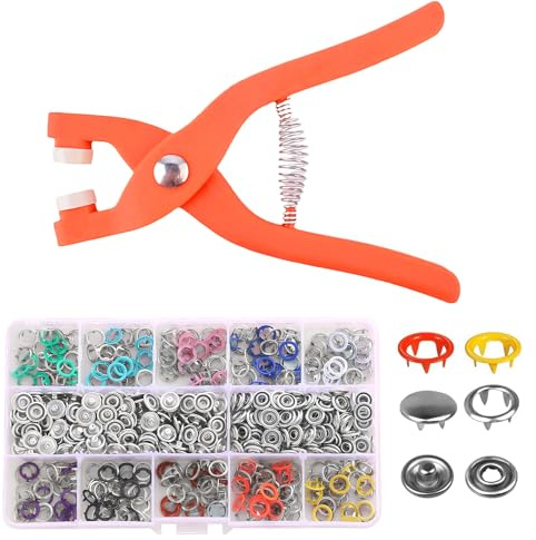 Juego de 300 botones a presión con alicates, botones de presión sin coser con botón de presión, alicates adecuados para coser ropa de niños para reparar ropa hecha a mano y bricolaje de ropa
