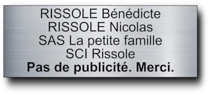 Plaque Boite Aux Lettres Personnalisable - 12x5 cm - 1 à 6 Lignes - Étiquette Avec Nom Adhésive - Gravée et Personnalisée pour Sonnette - Porte - Maison - Famille - Bureau - Stop Pub (Argent Radial)