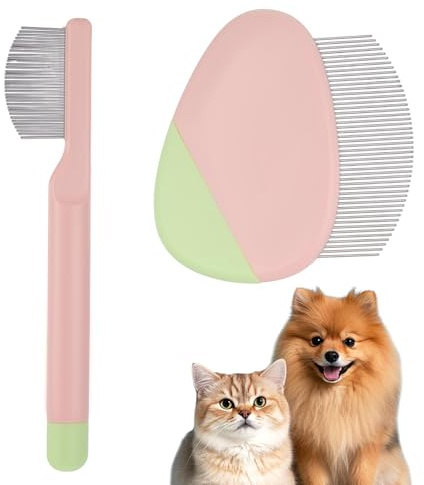 2Pcs Professional Eye Comb for Pets Stainless Steel Dog Eye Comb Gentle Facial Combs for Dogs & Cats Stress-free Tear Stain Dirt And Debris Remover Comfortable Grip for Daily Pet Grooming