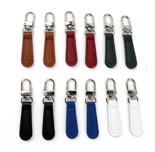 Nivofu 12 Pezzi Tiranti per Cerniera in Pelle, Cursore Zip Rimovibile in Metallo per Borse, Valigie, Giacche e Zaini – Multicolore