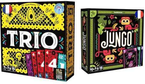 Asmodee Lot de Trio - Jeu de Cartes Made in France + JUNGO - Jeu de Société pour Enfants dès 10 Ans - 15 Min